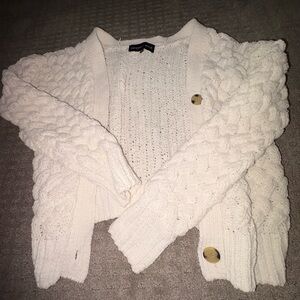Kendall & Kylie Cream Cable Knit Cardigan Sweater